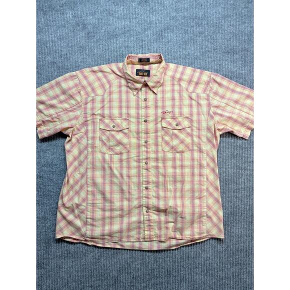 Orvis Trout Bum Pearl Snap Fishing Shirt Men's XXL Multi Plaid Short Sleeve Fish - Picture 1 of 10